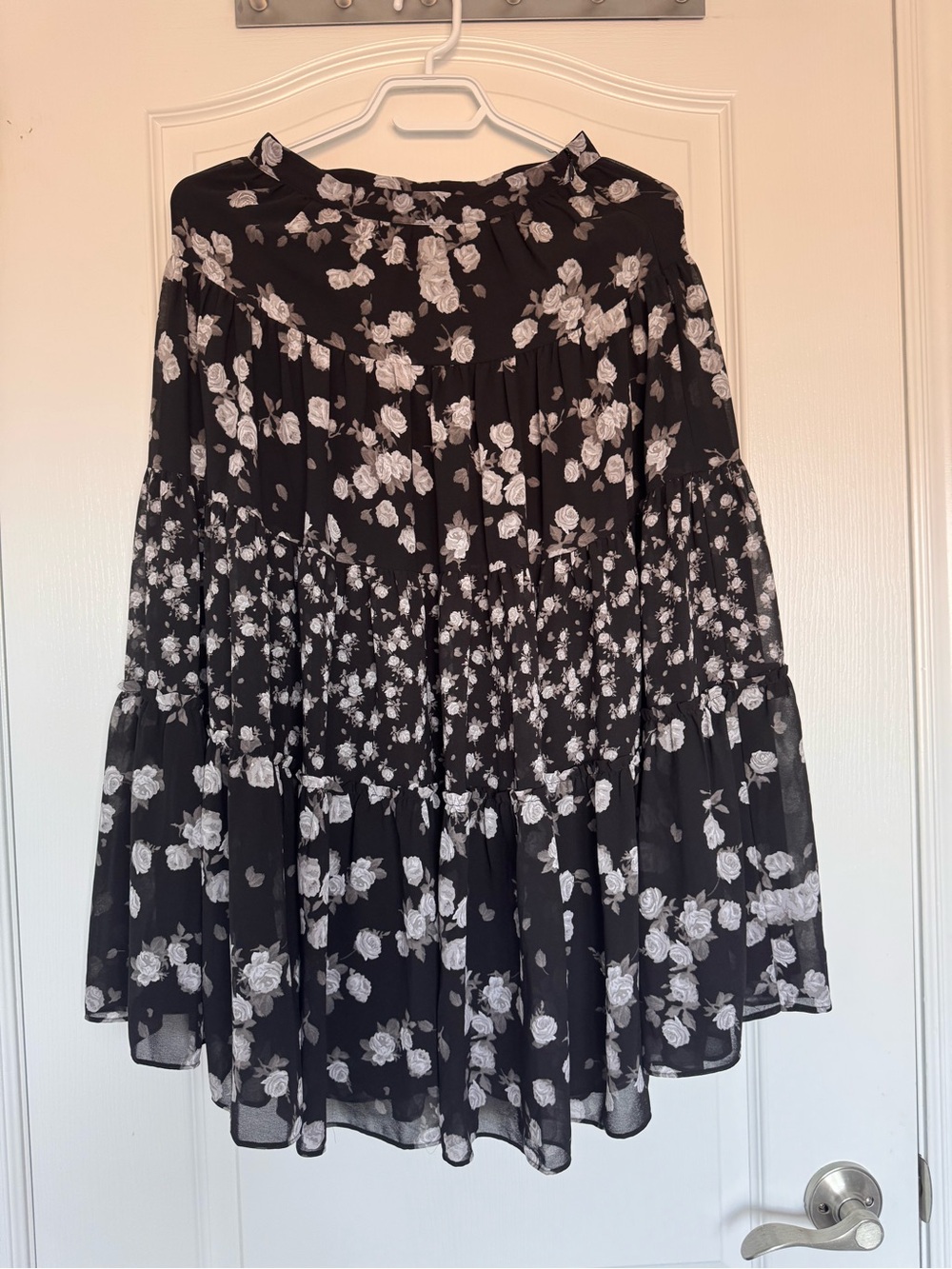 Michael Kors Black and White Floral Maxi Skirt
